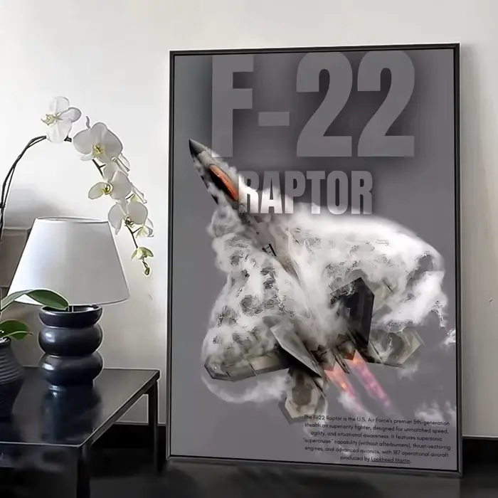 Affiche d'avion de chasse américain F22