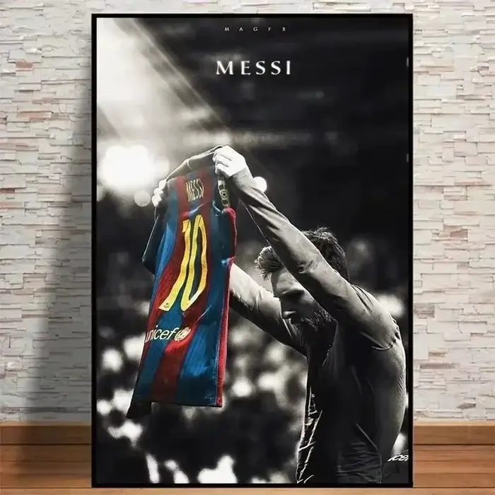 Affiche Murale Rétro de Football Star Messi, Peinture Sans Cadre, Décoration de Chambre, Maison, Club de Football, Cadeaux de Collection GérCollection