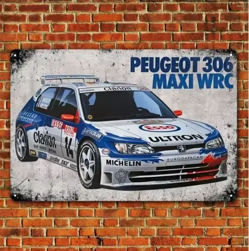 Affiche métallique de voiture de course Maxi Wrc 306, 20x30cm (8x12 pouces), panneau en étain de Gar