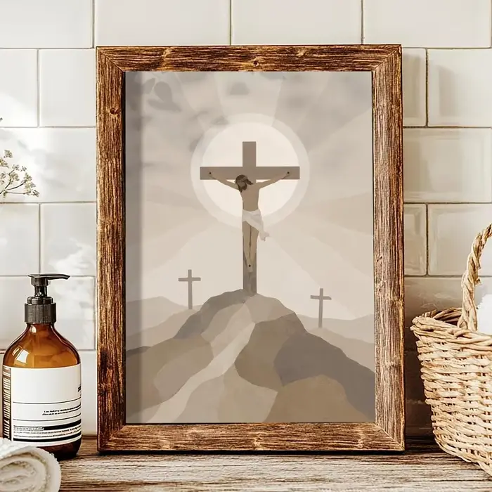 Peinture murale moderne de la scène de la Bible avec Jésus, calligraphie, images pour la décoration 