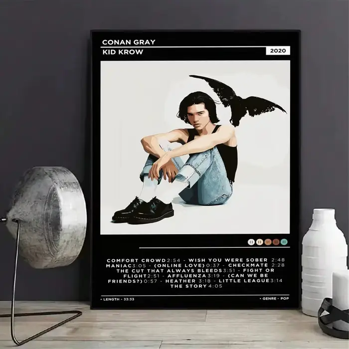 Affiche murale moderne sur toile avec calligraphie de la chanteuse pop C-Conan Gray, décoration esth