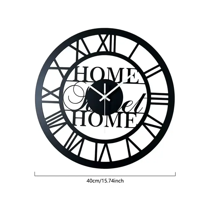 Horloge murale moderne en métal noir 40 cm, silencieuse sans tic-tac, grande horloge suspendue pour