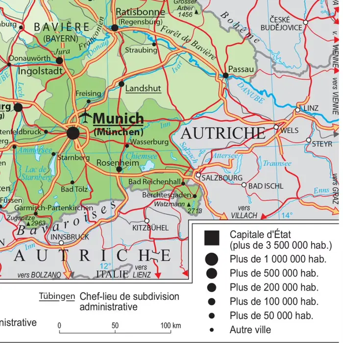 Affiche d'art mural de carte politique allemande