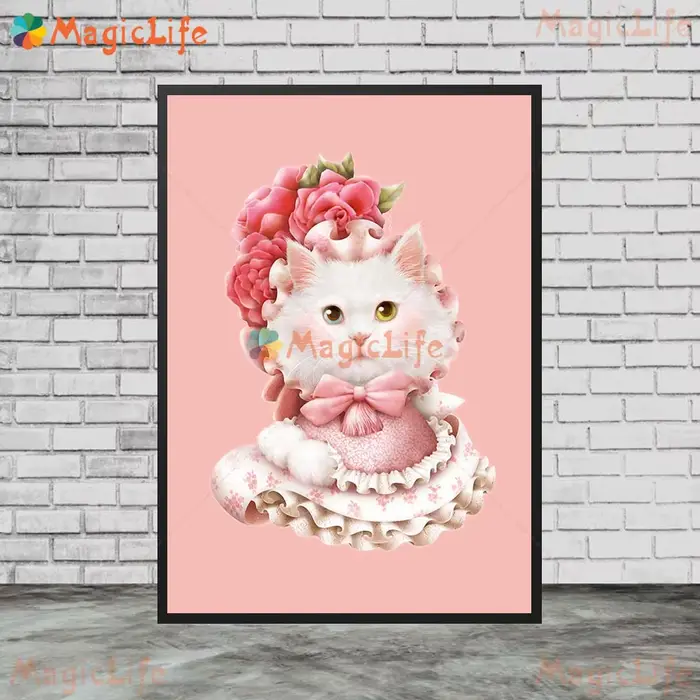 Toile d'art mural de dessin animé chat fille, affiches de magasin d'animaux, décoration de maison, i