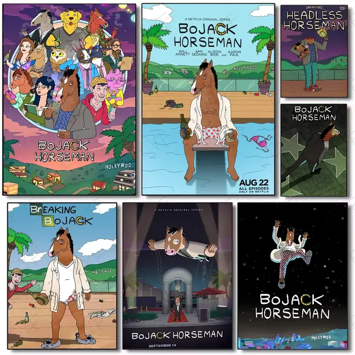 B-BoJack – affiche de dessin animé H-Horseman, Art mural polyvalent pour salon, chambre à coucher, bureau, couloir, Bar |   Idée cadeau de décoration d'intérieur