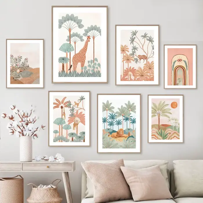 Affiche d'animaux de la jungle tropicale