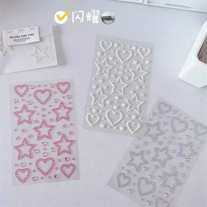 Autocollants 3D étoile coeur cristal pour enfants