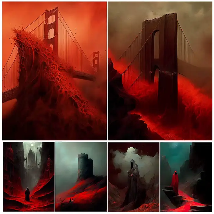 Le pont vers l'enfer, peinture sur toile d'art mural Vintage