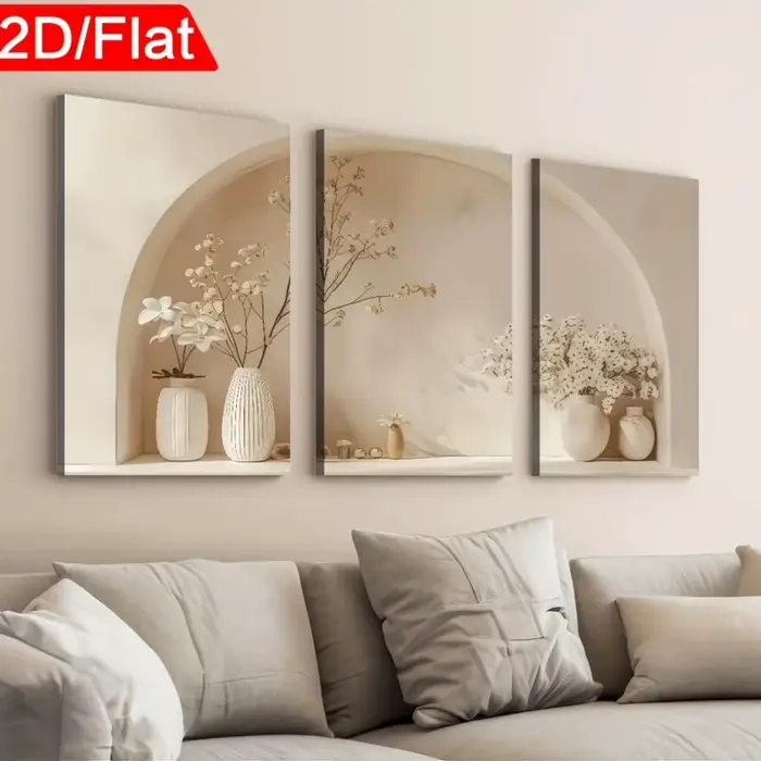 3 tableaux sur toile encadrés de style minimaliste moderne