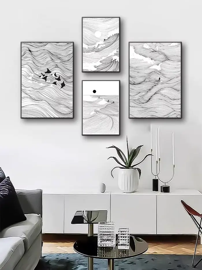 Whale Print Canvas Painting