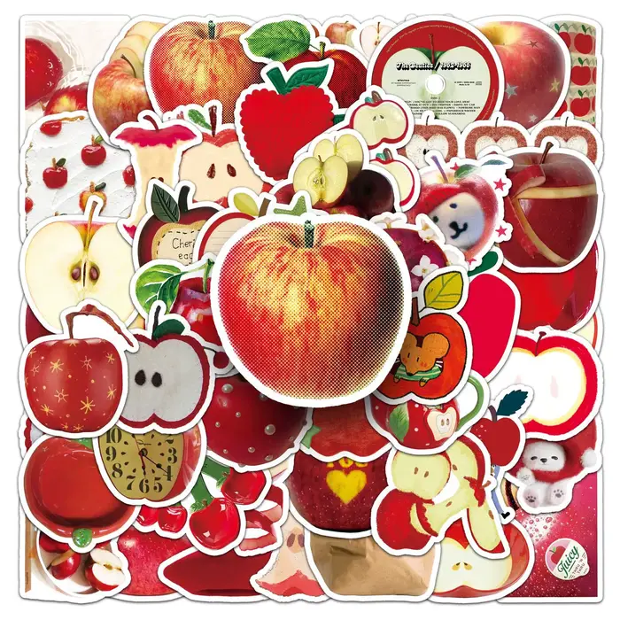 10/50 PIÈCES Apple Graffiti Autocollants Fruits Dessin Animé Décoration BRICOLAGE Réfrigérateur Bagages Ordinateur