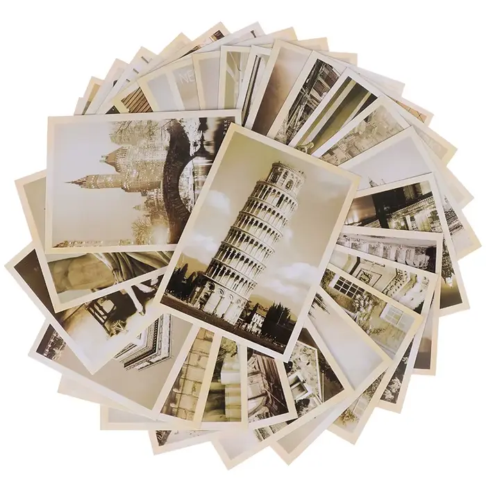 Carte postale de voyage vintage, paysage, bâtiment, photo, affiche, pards, 32 pièces