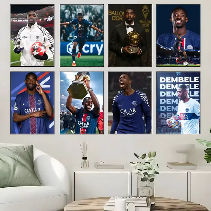 Affiche autocollante d'athlète O-Ousmane Dembele, autocollant en papier imperméable, décoration murale pour café, bar, chambre