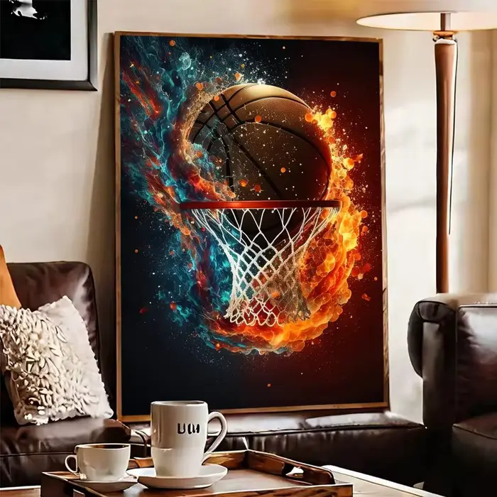 Affiche de basket-ball sportive colorée de style nordique
