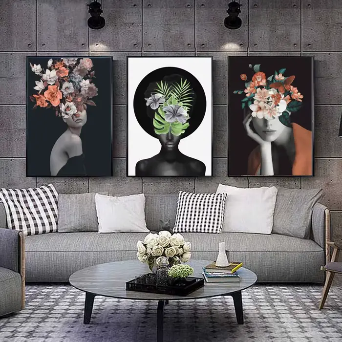 Art Abstrait moderne Peinture Sur Toile Fleurs Femme Art Mural Affiches Mur Photo pour Salon Maison Mur Cuadros Décor