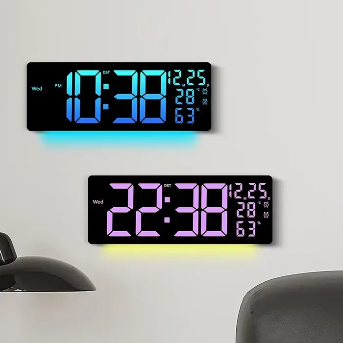 Grande horloge murale numérique 17 pouces