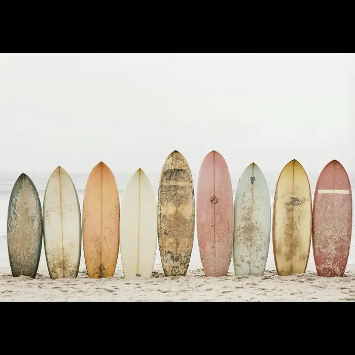 Affiche Murale Rétro Nostalgique Plage Planche de Surf Côte Océan Minimaliste Surf Bus Tableau Toile