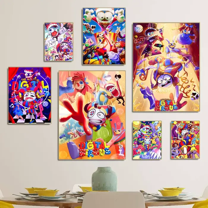 Affiches et impressions vintage de l'anime The Amazing Digital Circus, autocollants en papier imperméable, affiches pour café, bar, autocollants muraux