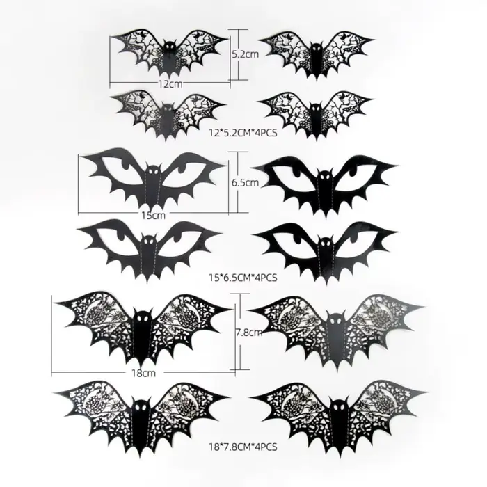 Autocollant de chauve-souris 3D noir