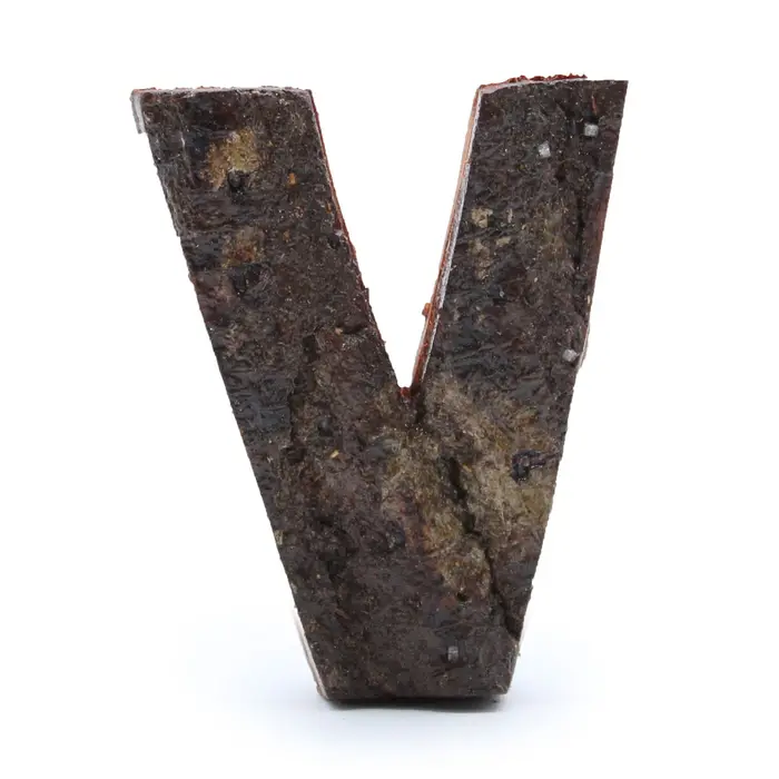 Rustic Bark Letter   - V  - 7cm