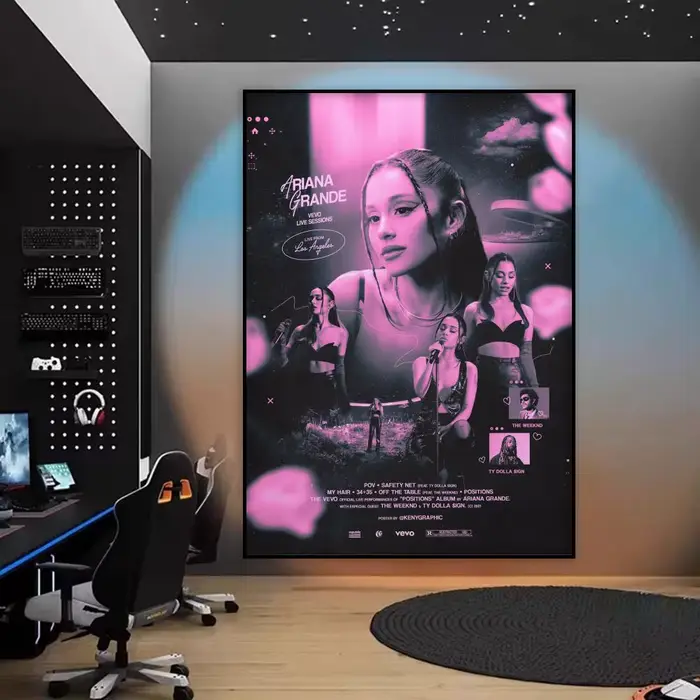 Peinture de chanteur Pop a- Ariana g-grande, calligraphie, toile HD, affiche sans plis, imperméable,