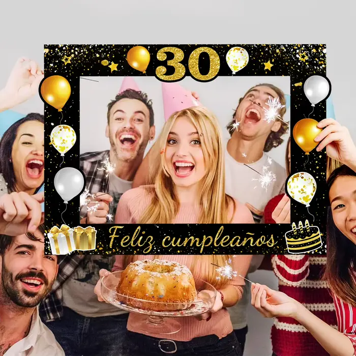 Cadre photo noir doré pour anniversaire 30/40/50/60/70 ans
