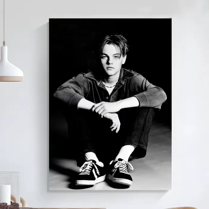 L-Leonardo Dicaprio Young Poster, Art auto-adhésif, Petite affiche de qualité HD, Peinture murale, D