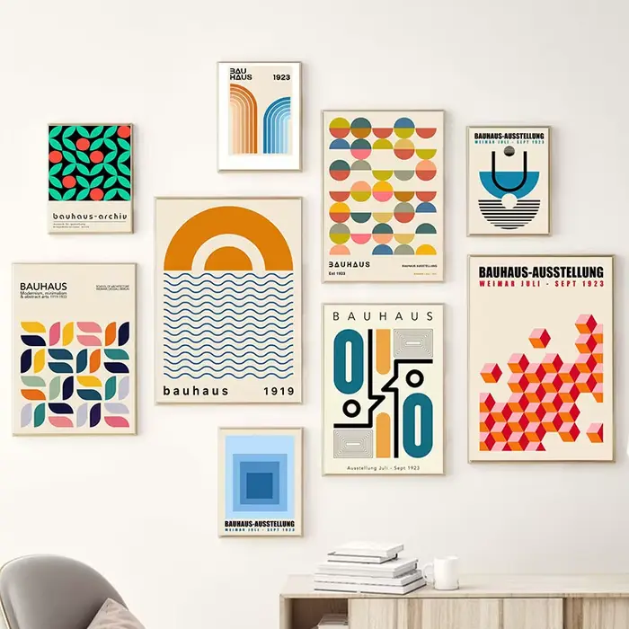 Bauhaus Geometric Lines Rainbow Abstract Wall Art Posters Prints Nordic Canvas Painting Hotel Bar Pictures For Living Room Decor