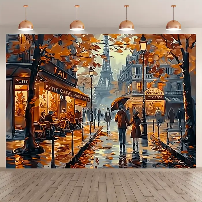 Art mural de la scène de rue d'automne de Paris