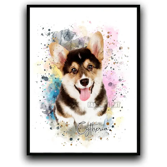 Portrait personnalisé de chien/chat avec nom, peintures intérieures sur toile, imprimés avec vos Pho