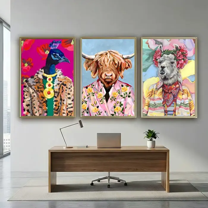 Affiche murale autocollante HD imperméable à l'eau avec peinture à l'huile animale