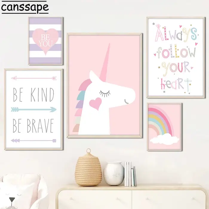 Impressions d'art arc-en-ciel pour décoration de chambre de bébé fille