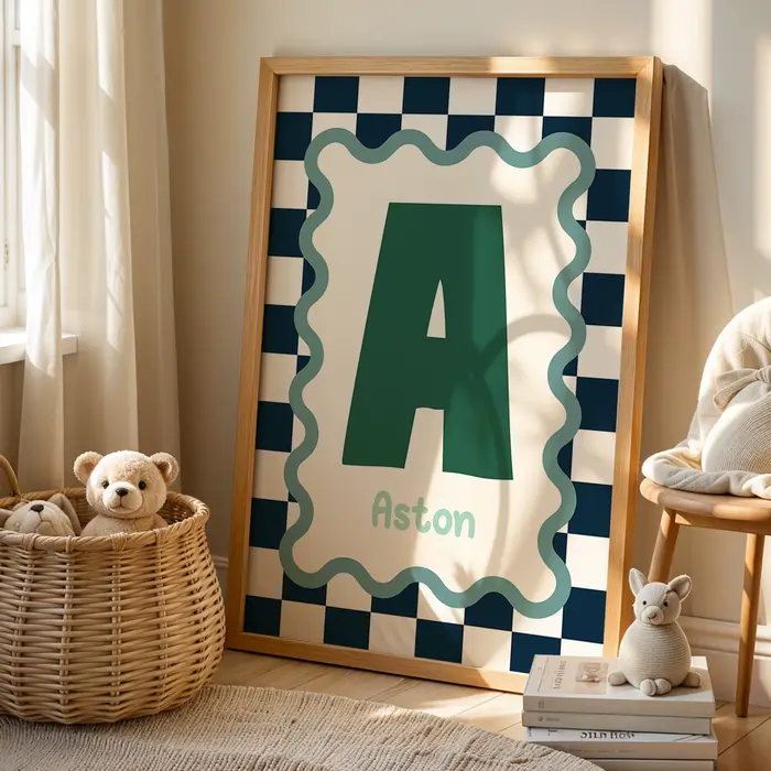 Affiche personnalisée avec nom et dessin animé pour enfant