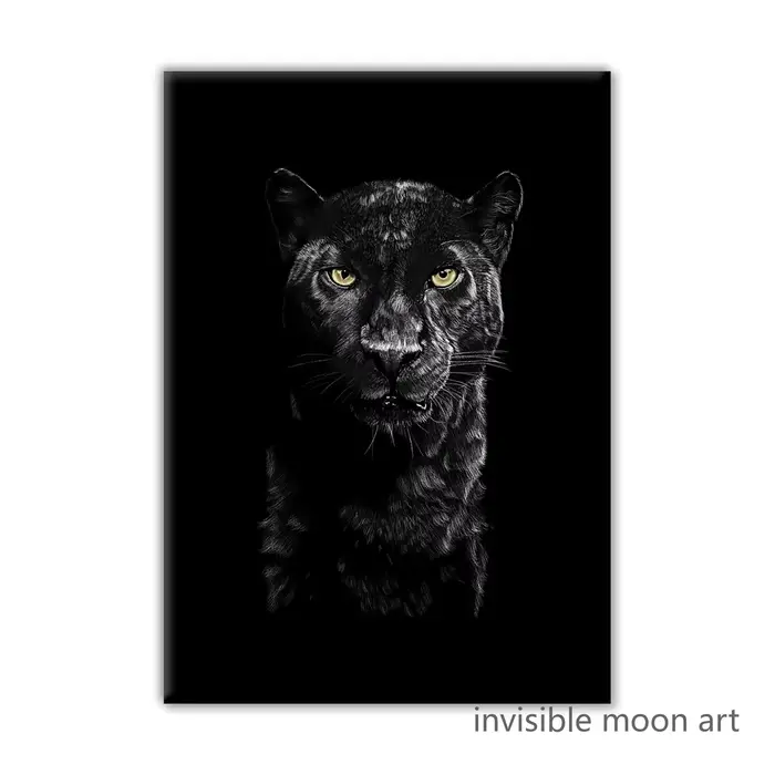 Affiches d'art de motivation, panthère noire, léopard saut sauvage, Animal, peinture sur toile, tabl
