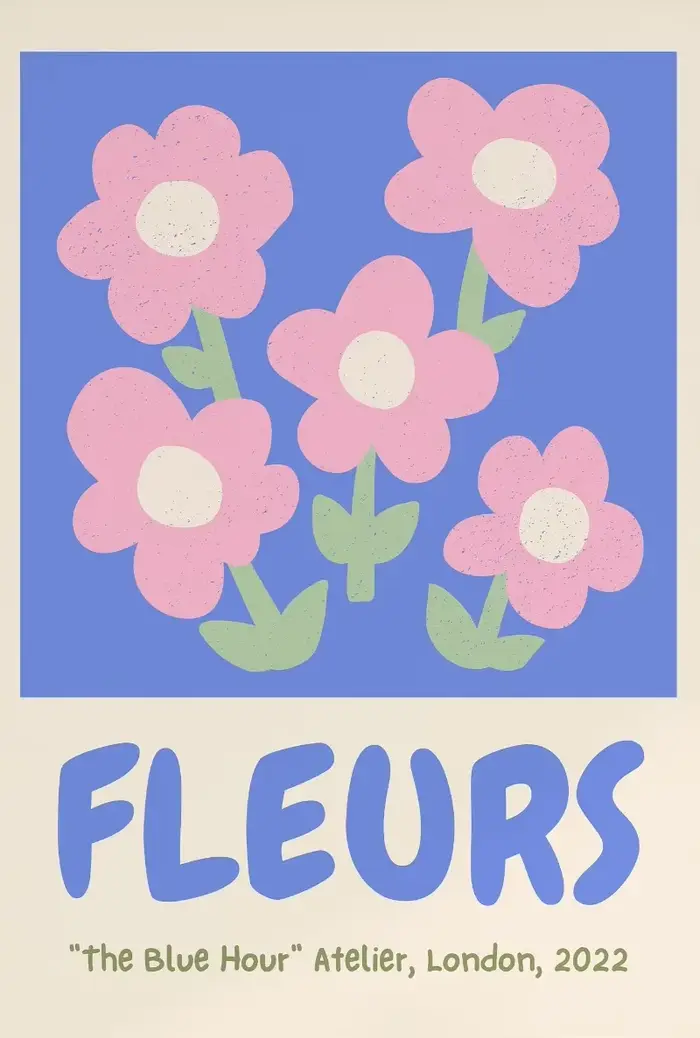Affiche murale imprimée bleu Pastel, marché des fleurs florales abstraites, séoul, cerise, images d'