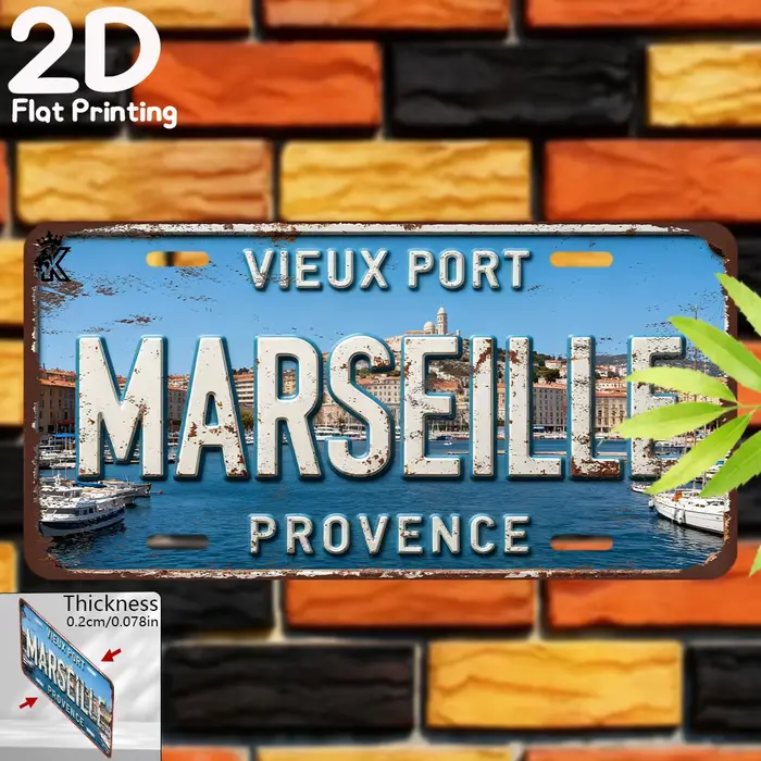 Décoration murale en aluminium style plaque d'immatriculation