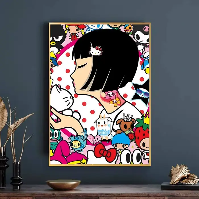Affiche de dessin animé t-tokidoki Kawaii, autocollant en papier imperméable, décoration murale pour café, Bar, dortoir