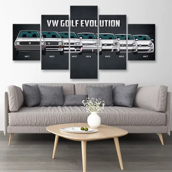 Vintage 5 panneaux toile Art chaud VW Bus voiture de Sport classique affiche peinture salon mur phot