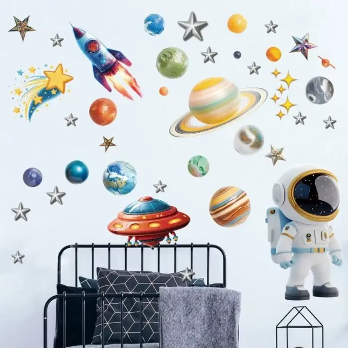 Autocollants muraux pour enfants sur le thème du système solaire