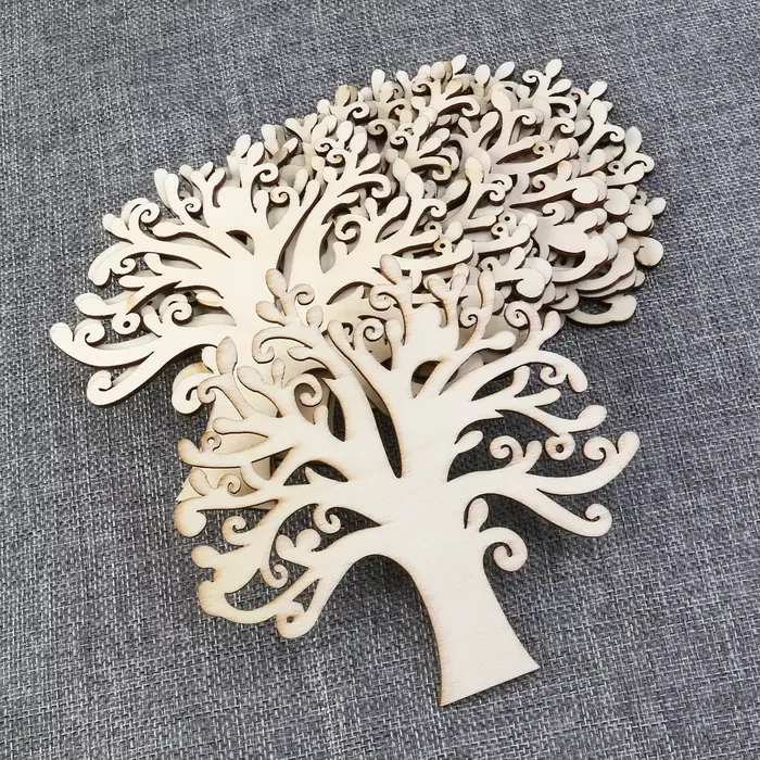 Peinture artisanale sculptée d'arbre de vie en bois