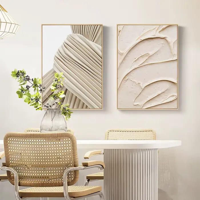 Peinture à l'huile abstraite de plage brune imprimée sur toile