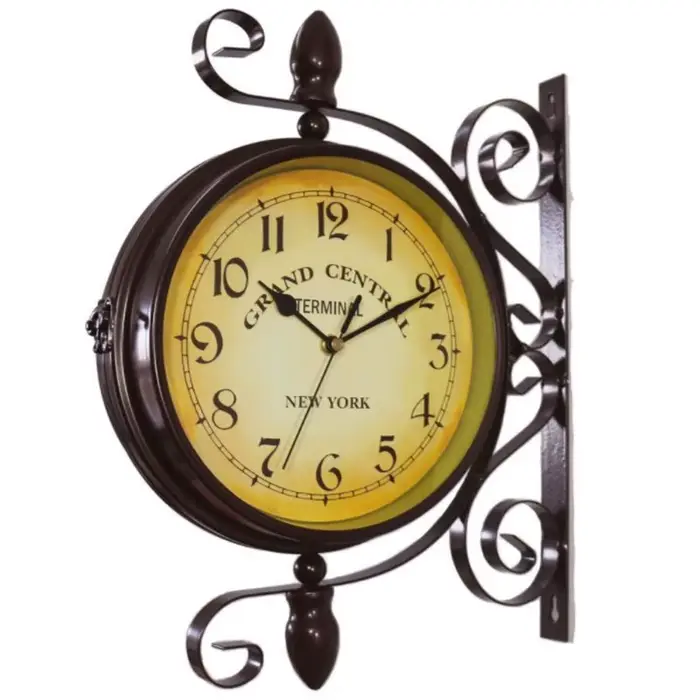 Nouveau européen horloge Vintage innovant à Double face horloge murale