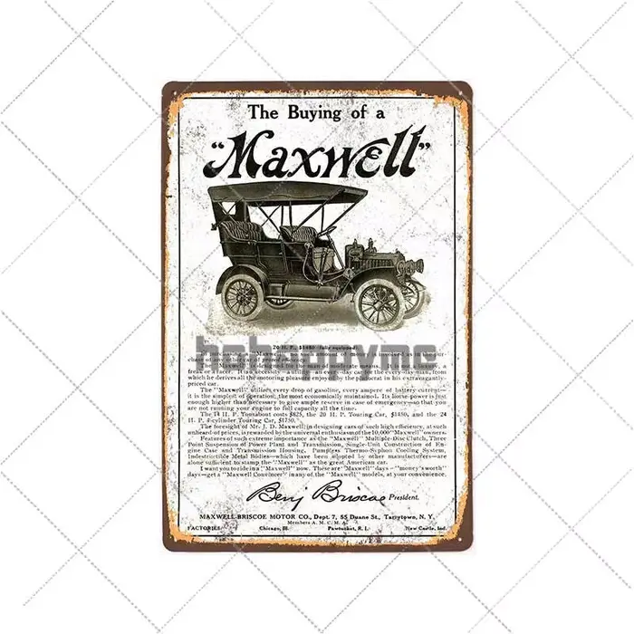 Affiche de Voiture Vintage en Métal