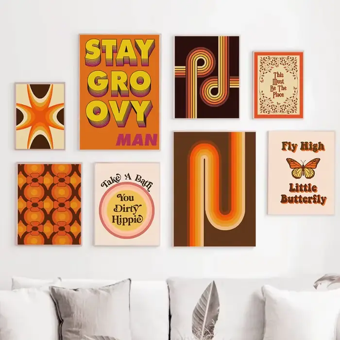 Affiche d'art rétro années 70 style hippie