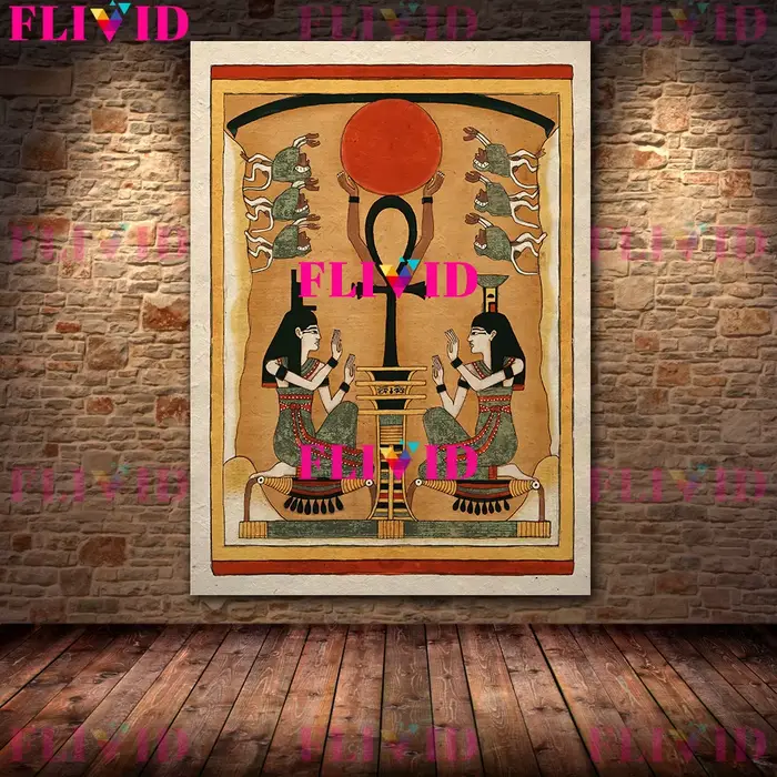 Affiche d'art égyptien antique imprimée, écarabe, Anubis, Sekhmet, Falcon de l'horus, peinture sur t