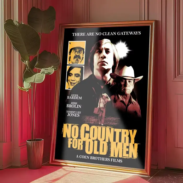 Affiche du film No Country pour les anciens hommes Autocollant spatial parfait auto-adhésif pour bureau