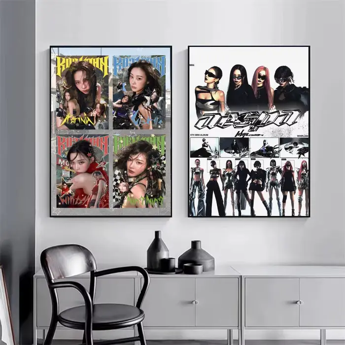 Affiche célèbre du groupe Kpop A-Aespa, impressions d'art mural minimalistes modernes pour chambre à coucher, salon, décoration intérieure, cadeau