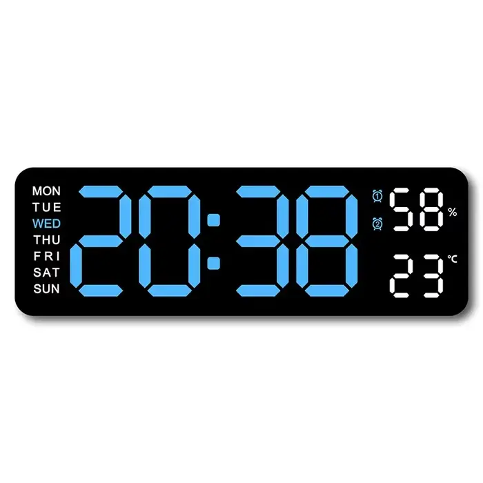 Grande horloge murale numérique de 9 pouces, alimentée par USB, température et humidité, variateur a
