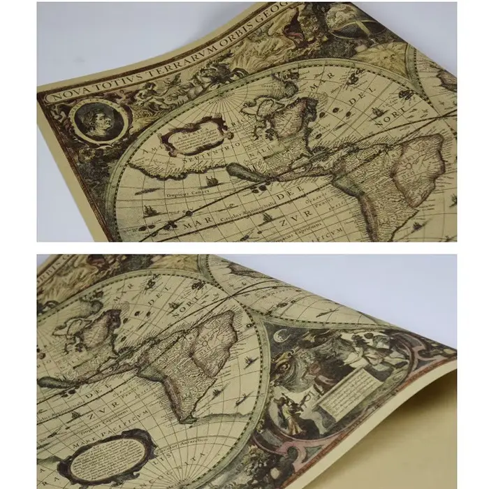 Carte du monde rétro, carte de l'océan nautique