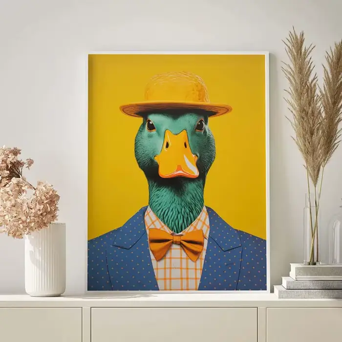 Affiche d'art mural avec Portrait d'animal drôle
